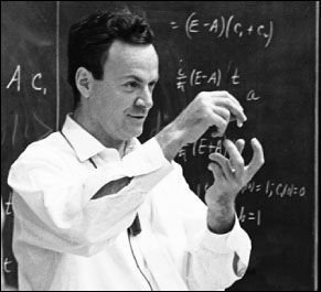 Richard Feynman teaching a lecture.