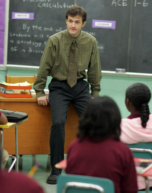 Pryzbylewski from the show "The Wire" teaching a classroom.
